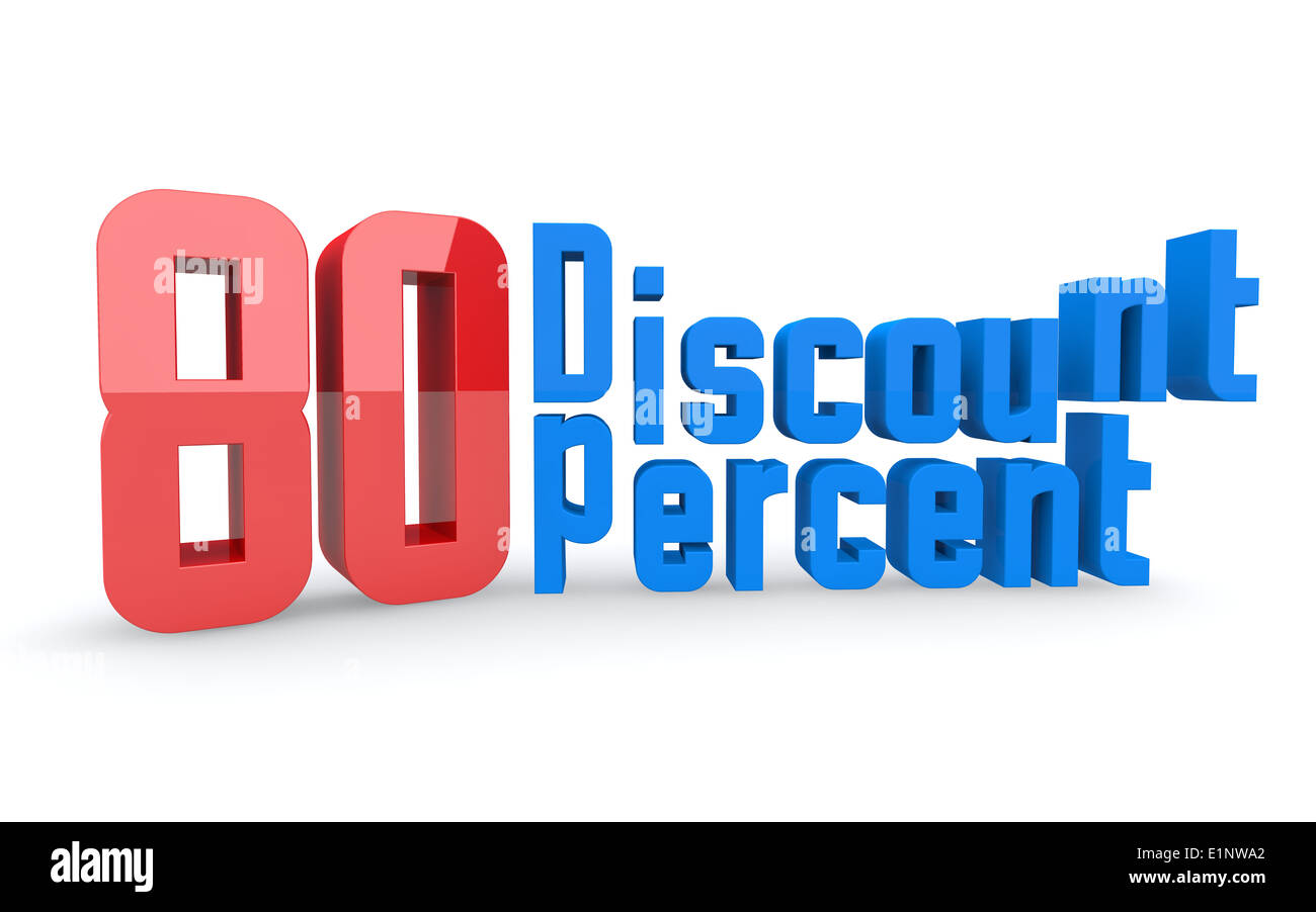 Concept of sale. Discount  percent off. 3D illustration. Stock Photo
