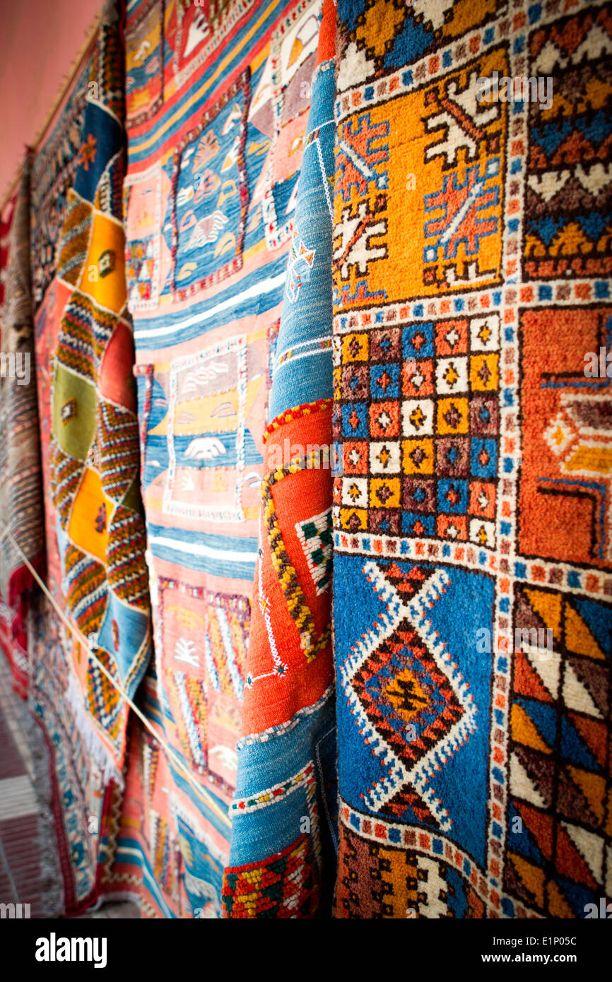 Traditional Moroccan carpets for sale in Meknes, Morocco Stock Photo