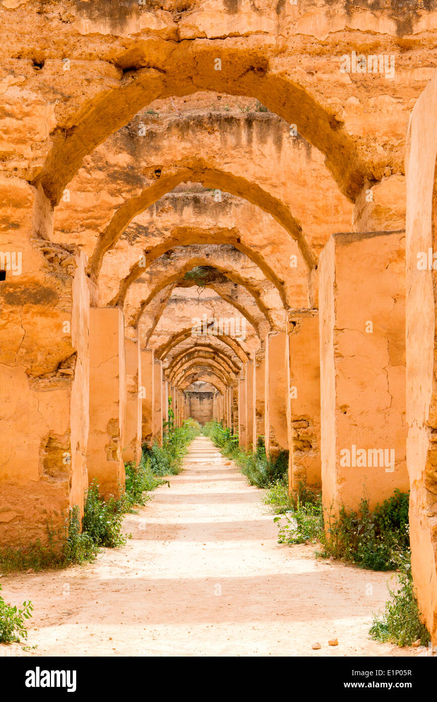 View of Heri es Souani, the Grainstore Stables in Meknes, Morocco. Stock Photo