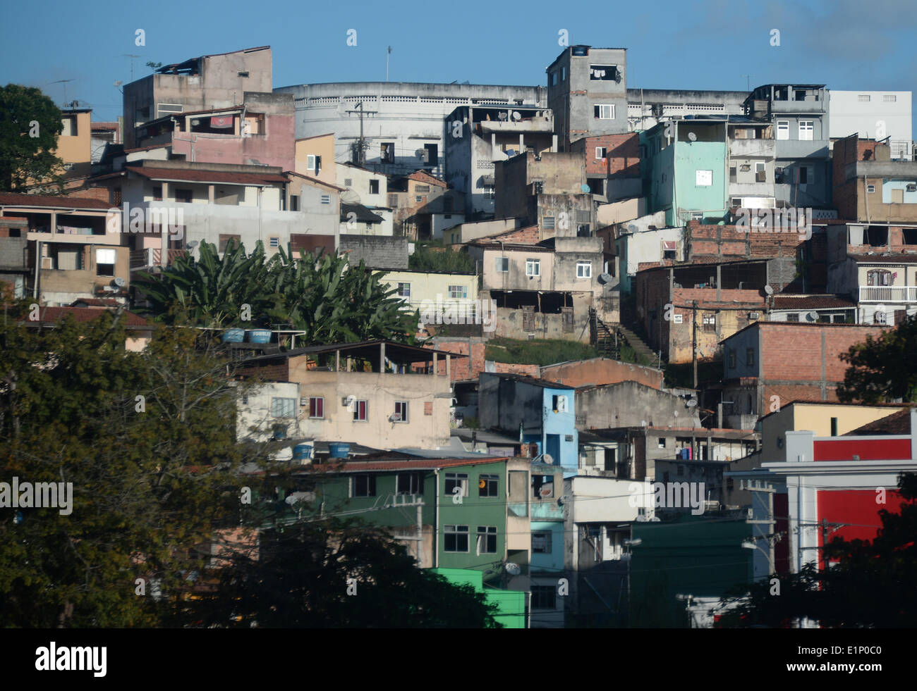Houses are seen at lake Dique do Tororo in Salvador, Brazil, 06 June 2014. Germany will play first group match against Portugal in Arena Fone Nova on 16th June 2014. The FIFA World Cup will take place in Brazil from 12 June to 13 July 2014. Photo: Marcus Brandt/dpa Stock Photo