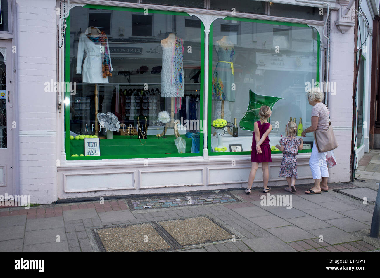 Wimbledon, London, UK. 08th June, 2014. Shops and restaurant windows are decorated with rackets and tennis balls ahead of the 2014 Lawn tennis championships Credit:  amer ghazzal/Alamy Live News Stock Photo