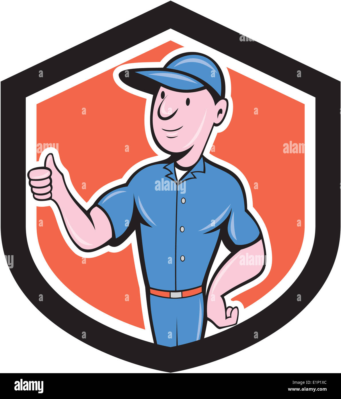 Illustration of a handyman repairman tradesman worker holding thumbs up ...