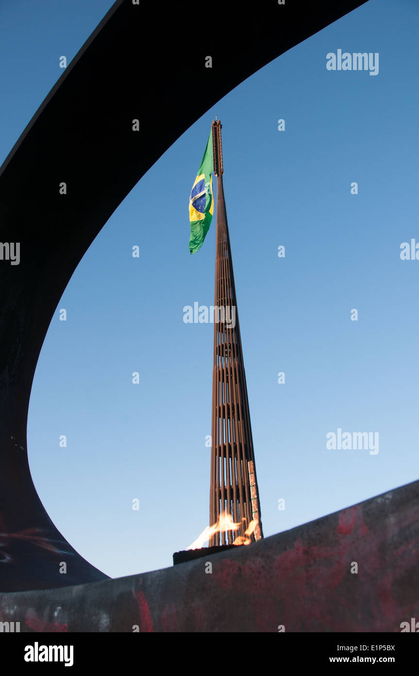 Eternal Flame of the Memorial Tancredo Neves in Brasilia Federal District Stock Photo