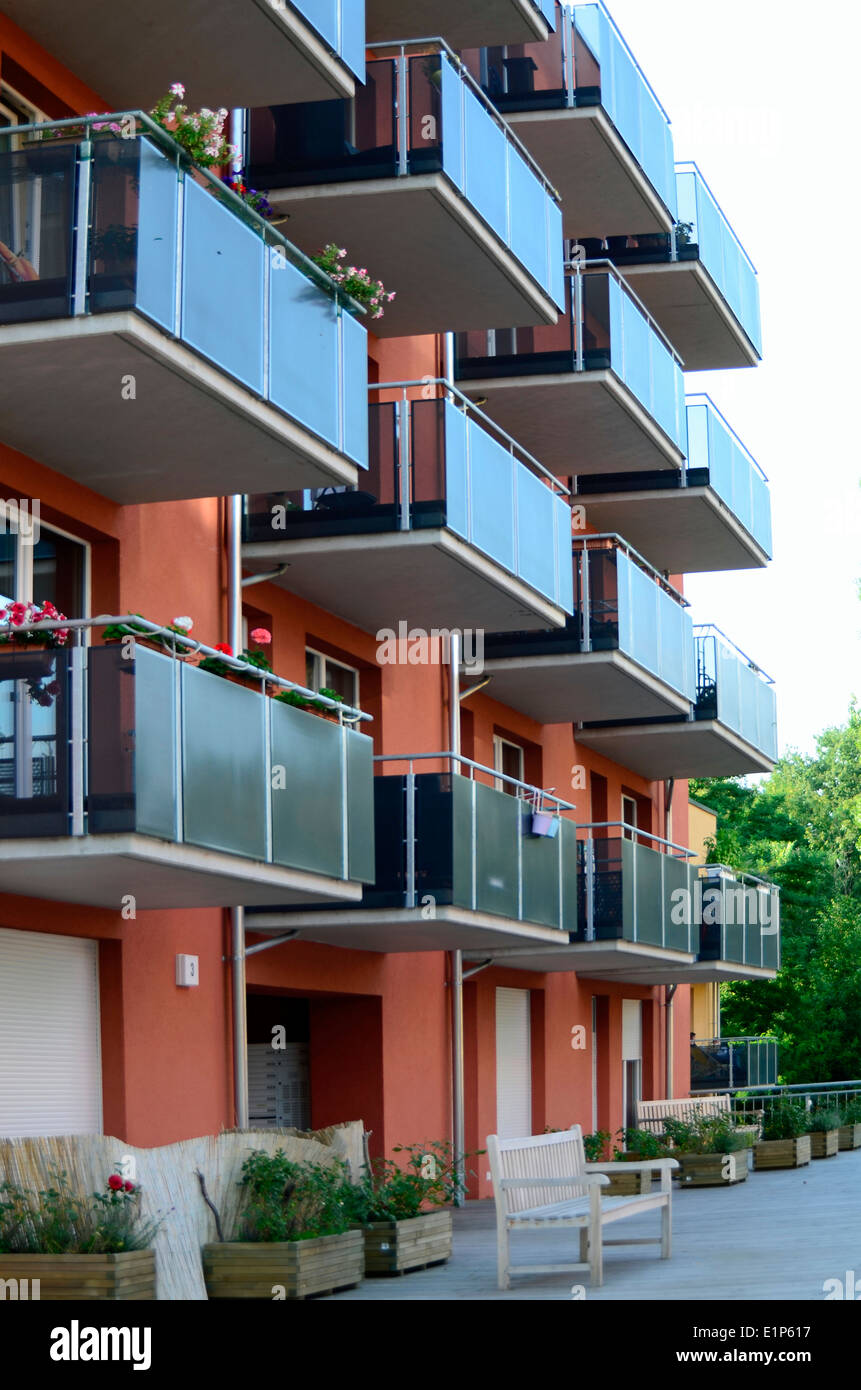 New apartments with balconies in PotsdamBornstedt Germany Stock Photo