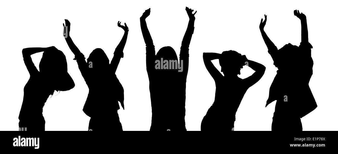 silhouettes of party people dancing Stock Photo