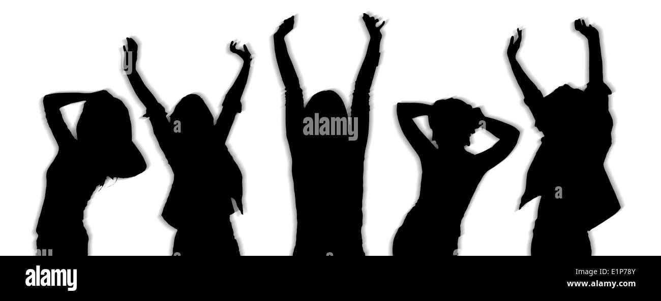silhouettes of party people dancing Stock Photo