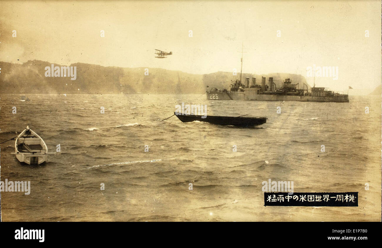 The Douglas World Cruiser embarked on a groundbreaking around-the-world flight in 1924, while the USS Pope (DD-225), a Clemson-class destroyer, was involved in the Second Battle of the Java Sea during World War II. The USS Pope was sunk in the battle, highlighting its role in U.S. naval operations during the war. Stock Photo