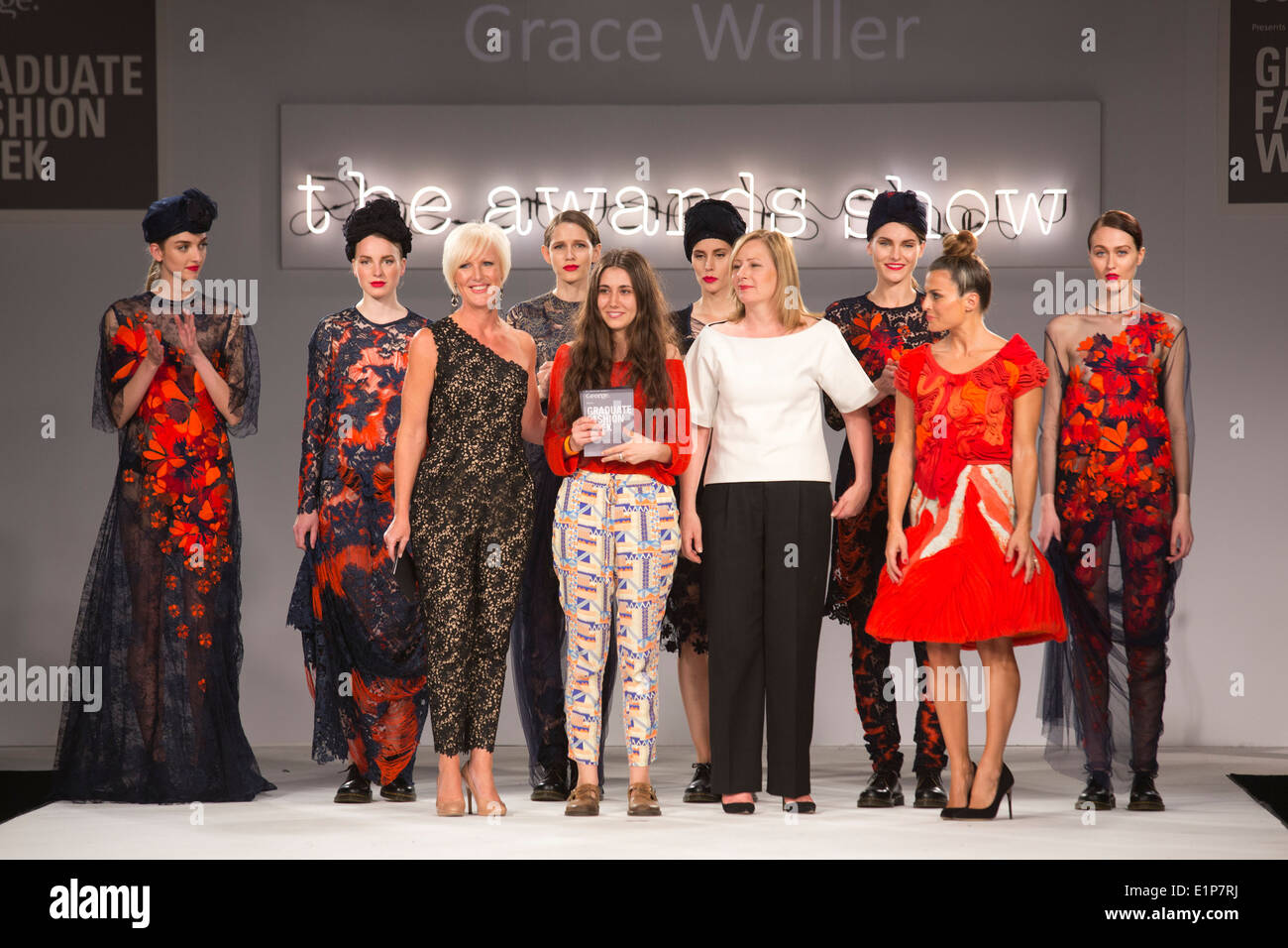 George Gold Award Winner Grace Weller with her collection at Graduate Fashion Week 2014 Stock Photo