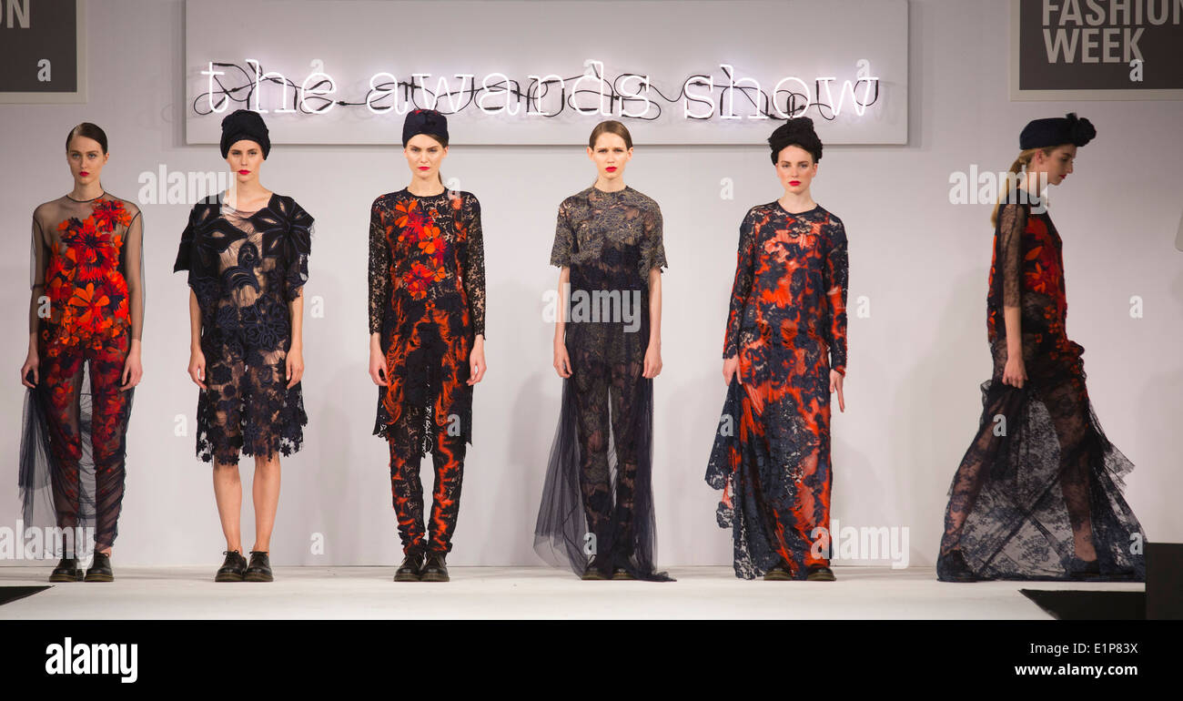 Collection by George Gold Award winner Grace Weller from Bath Spa University. Graduate Fashion Week 2014 Stock Photo