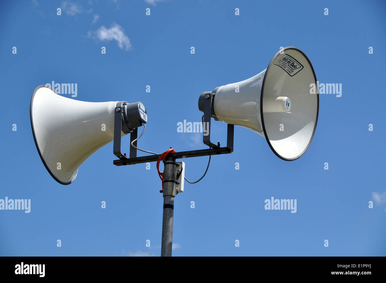 Public address (PA) speakers at a rally Stock Photo