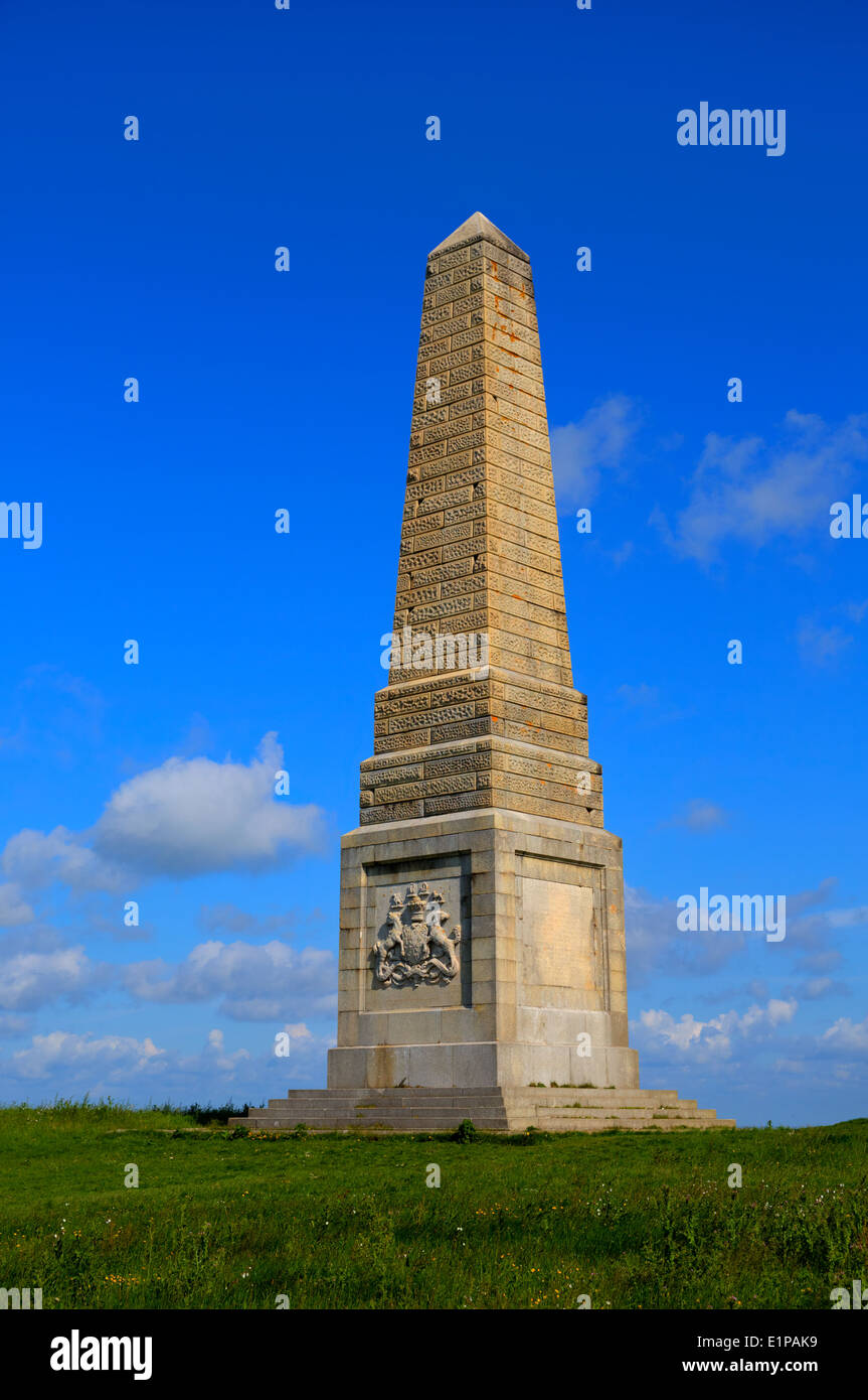 Isle of Wight landmark Yarborough Monument on Culver Down with blue sky