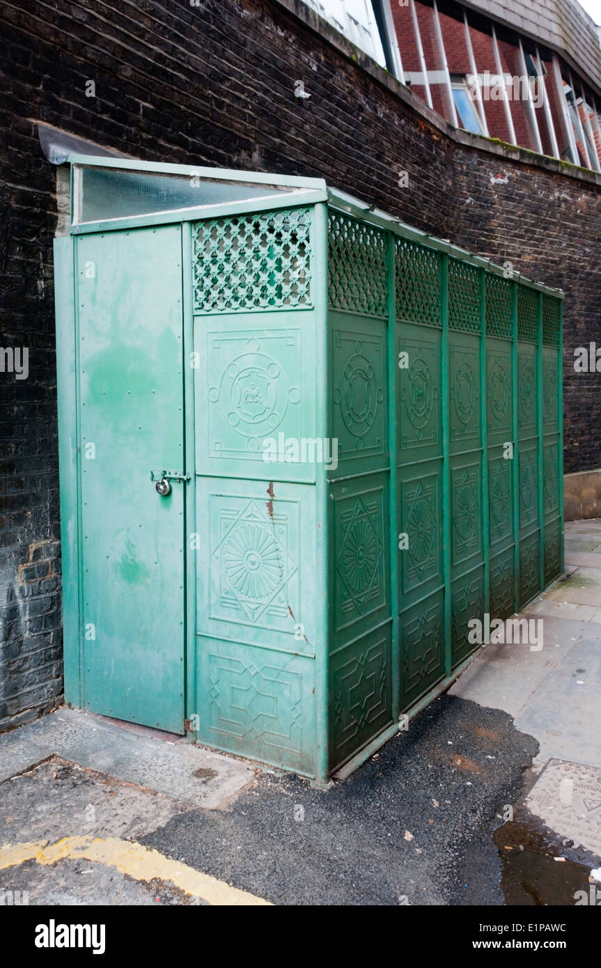 Metal Victorian public toilets in Star Yard, central London Stock Photo