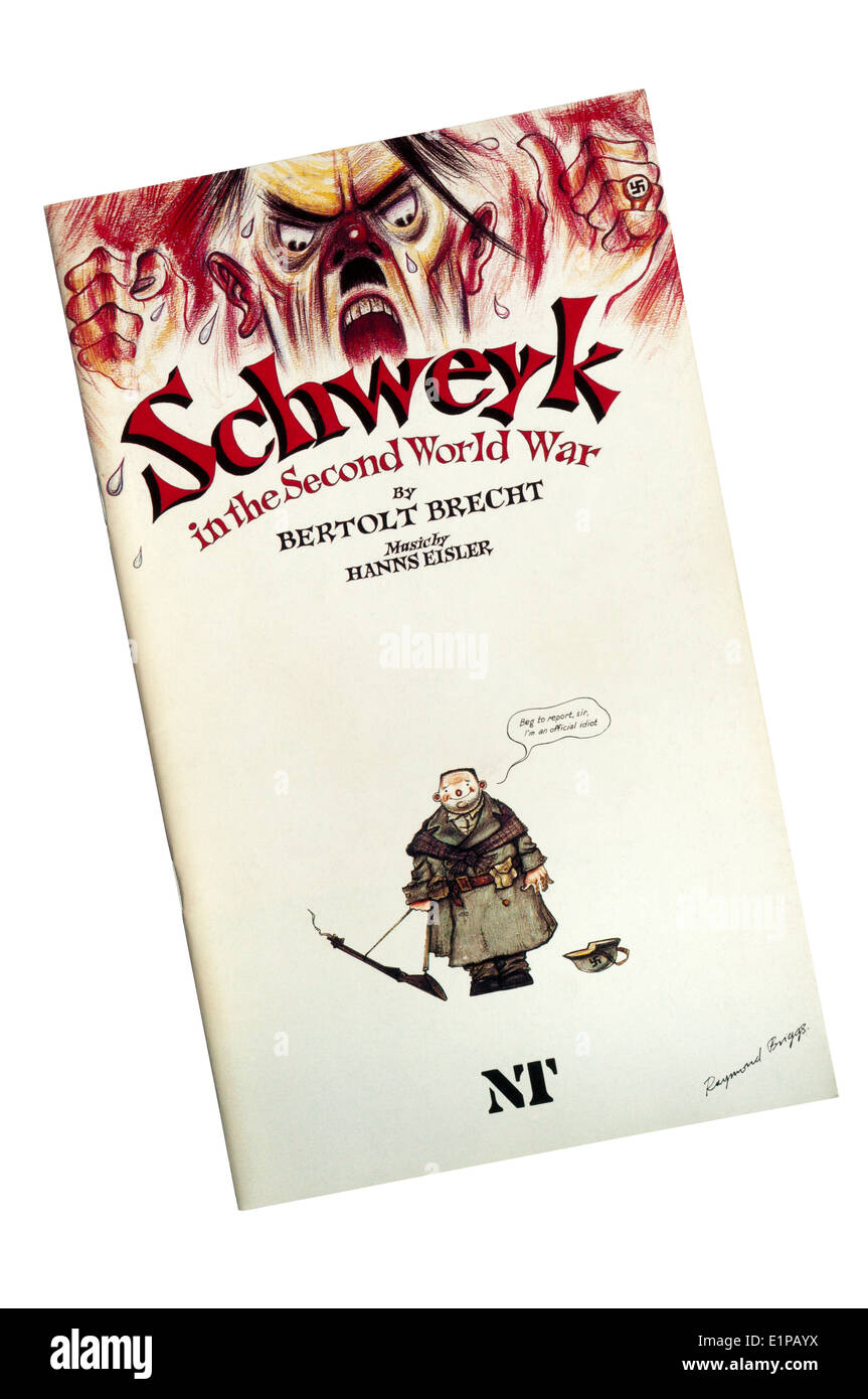 Programme for the 1982 National Theatre production of Schweyk in the Second World War by Bertolt Brecht, at the Olivier Theatre. Stock Photo