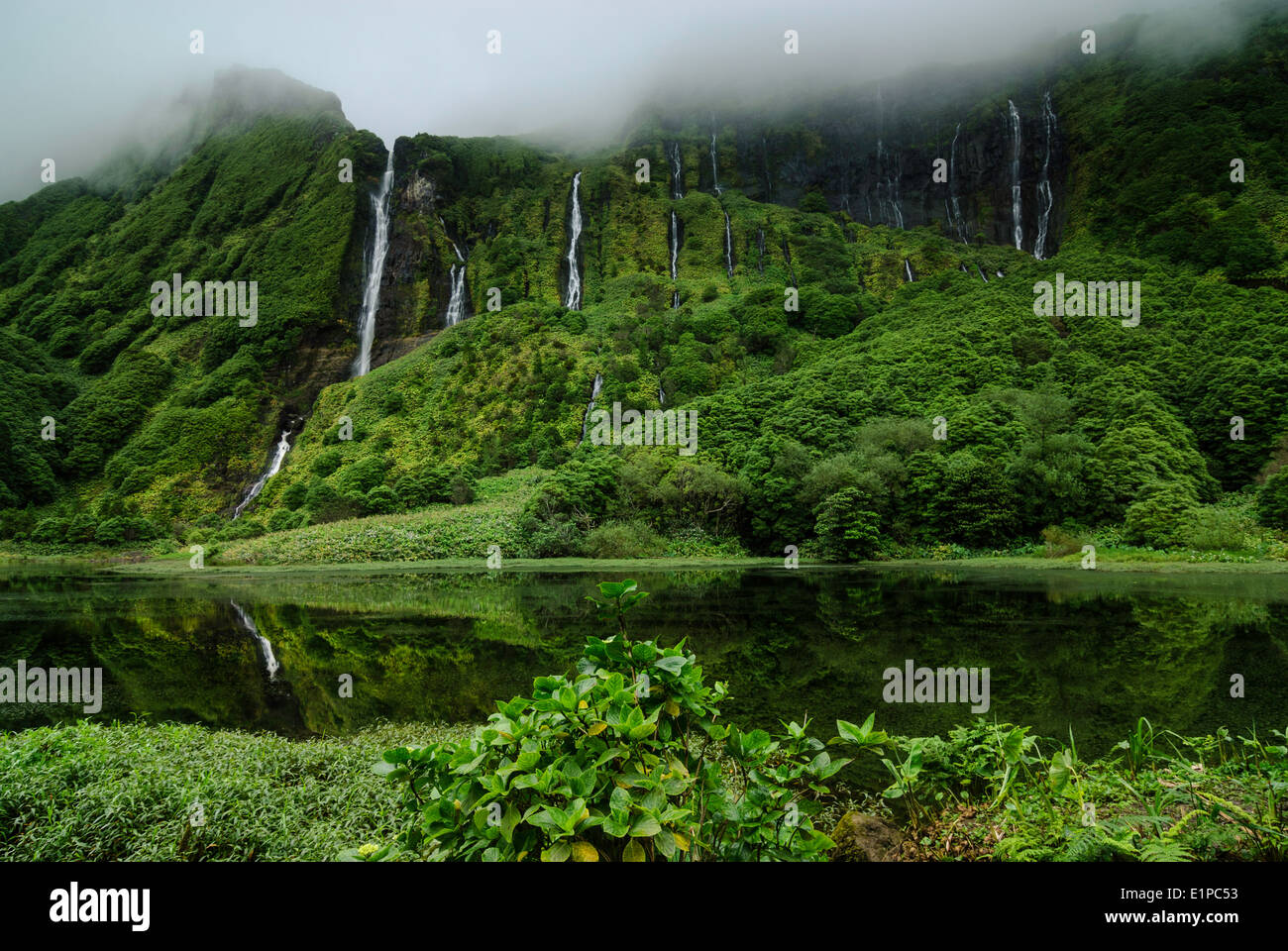 Waterfalls in Azores Stock Photo