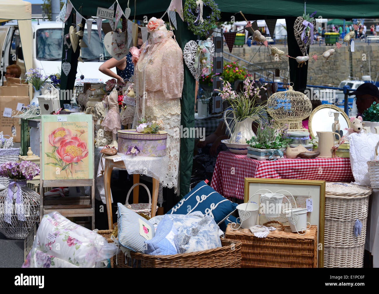 A market stall selling home furnishings Stock Photo