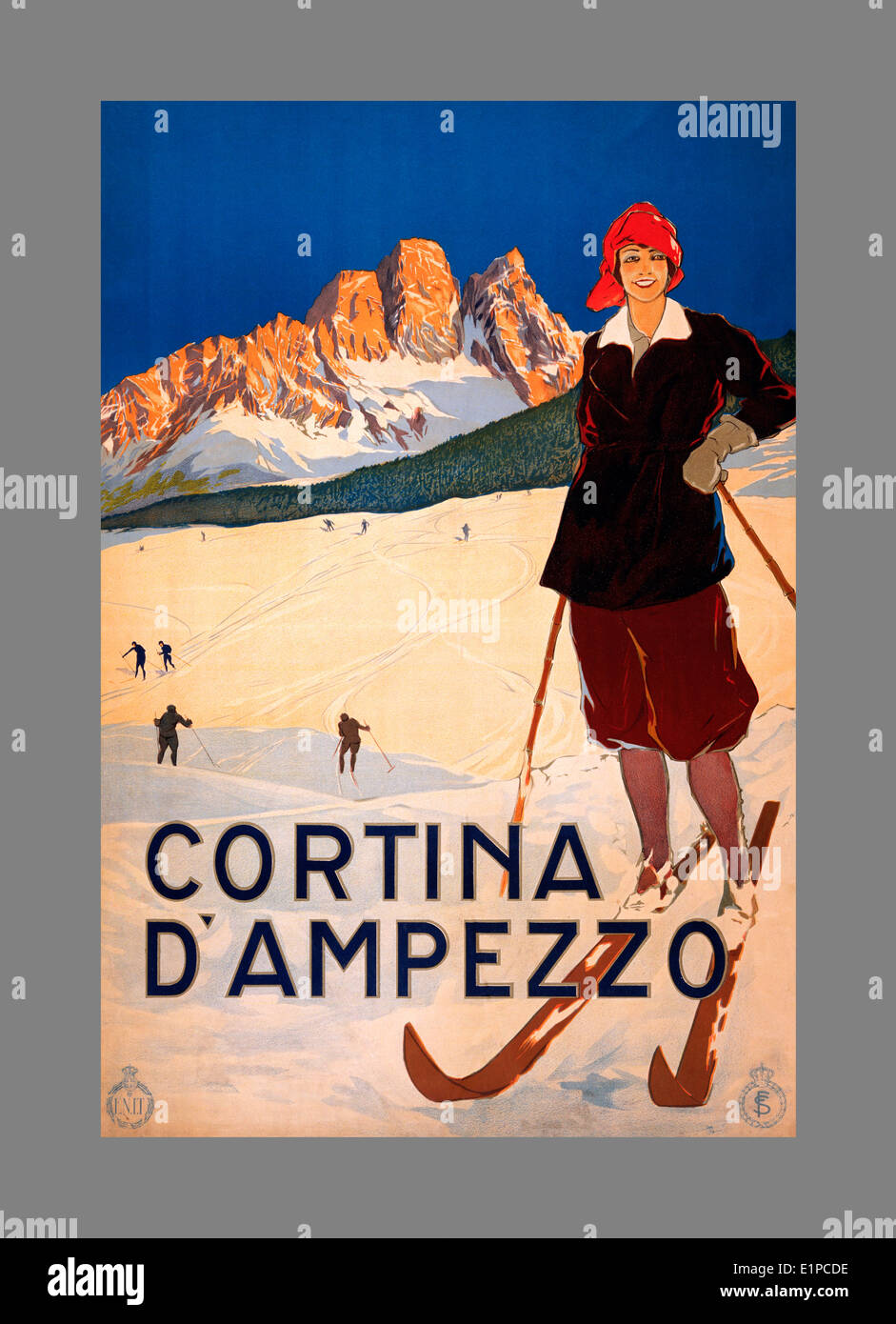 Vintage poster – Cortina, Dolomiti 1224m, Golf & Tennis – Galerie