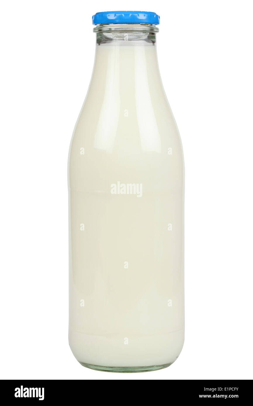 Fresh milk in a bottle isolated on white background Stock Photo