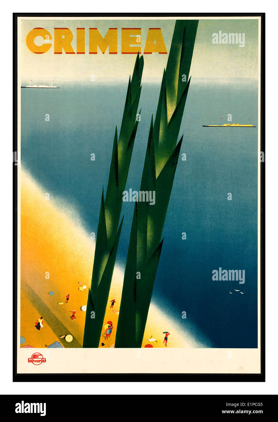 Vintage 1920's/ 30's retro travel poster promoting holidays in Crimea Stock Photo