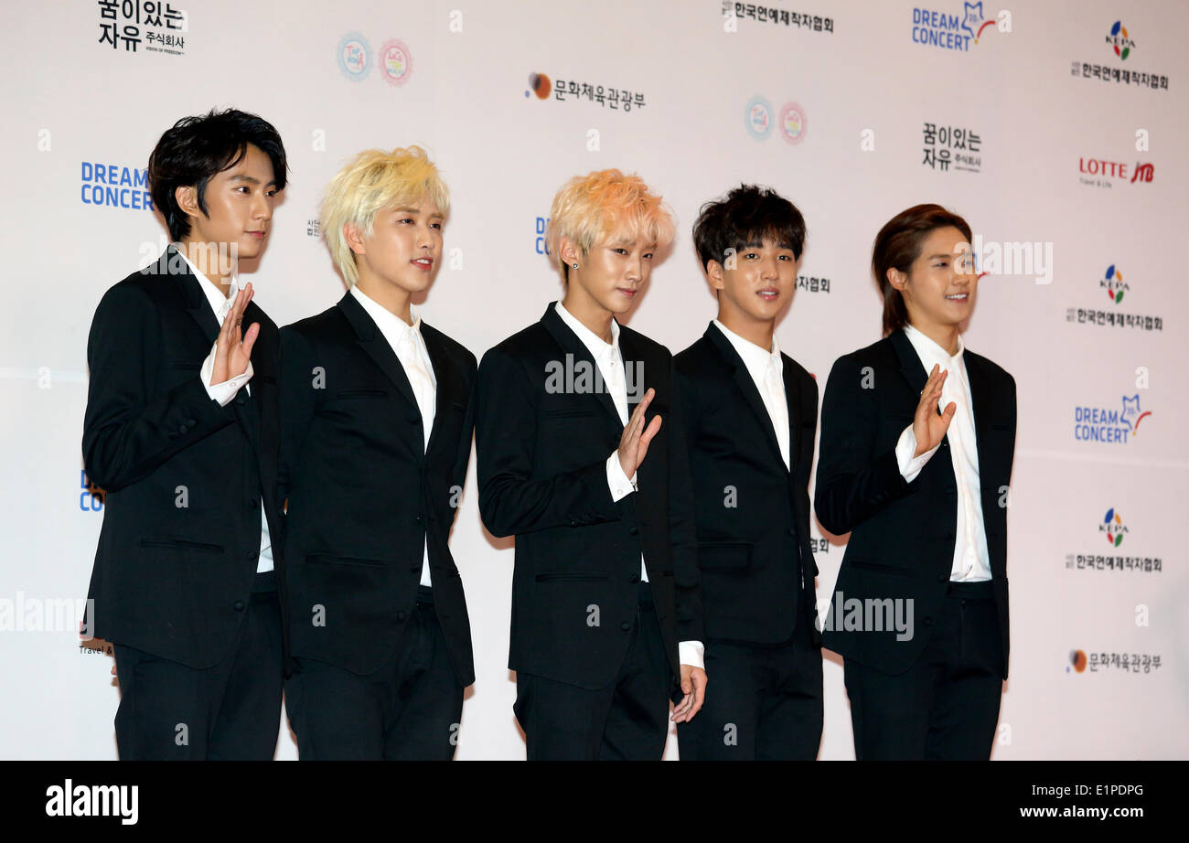 B1A4, Jun 07, 2014 : K-pop boy band B1A4 pose before the Dream