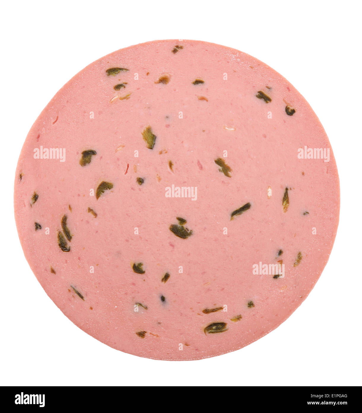 Slice Of Jalapeno Bologna Isolated On White Background Stock Photo Alamy