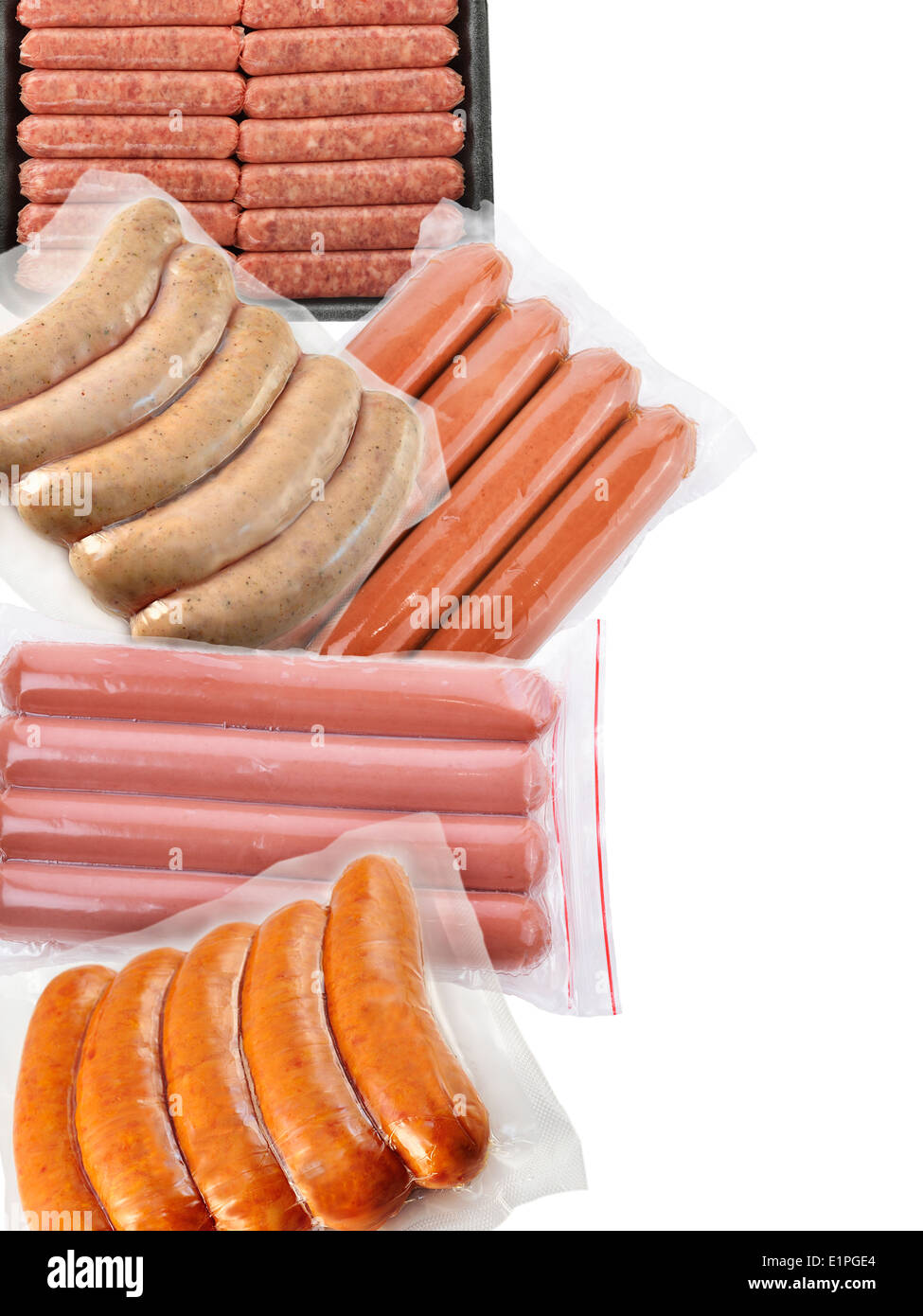 Sausages Isolated On White Background Stock Photo