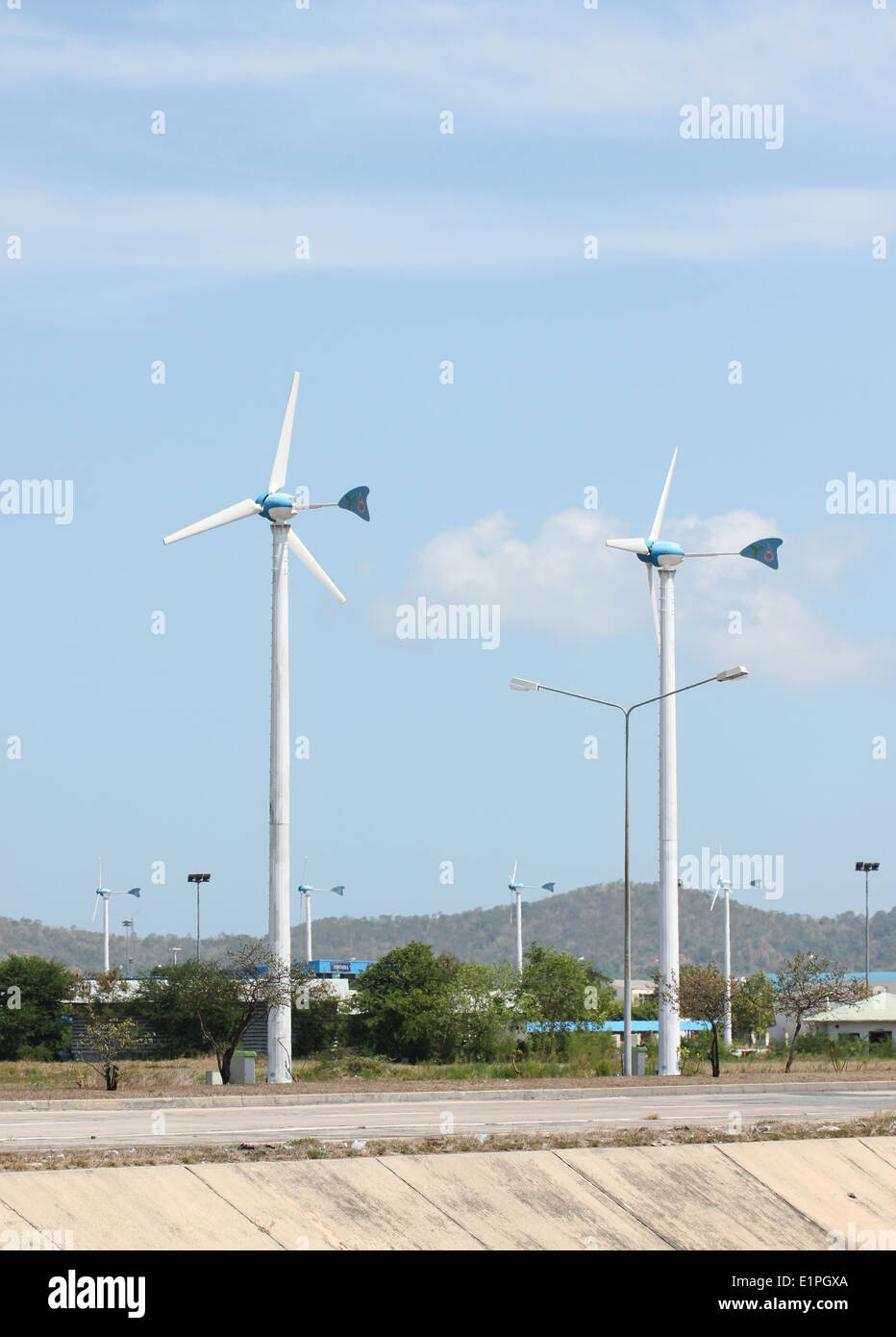 Wind turbines in running of produce electricity Stock Photo Alamy
