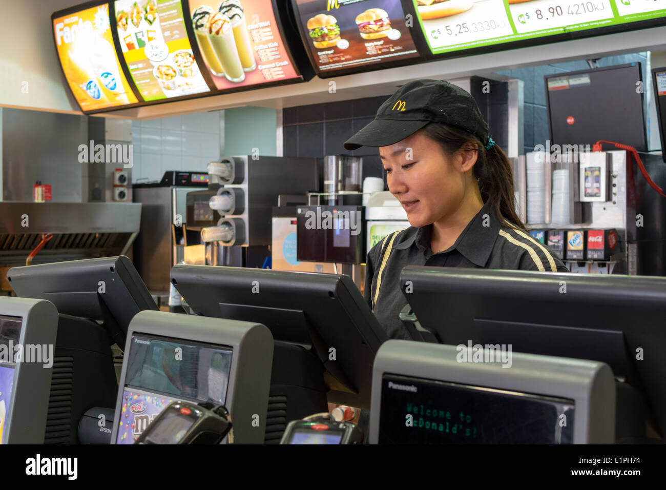 Brisbane Australia,Queensland Fortitude Valley,Chinatown,McDonald's,burgers,hamburgers,franchise,fast food,restaurant restaurants dining eating out ca Stock Photo