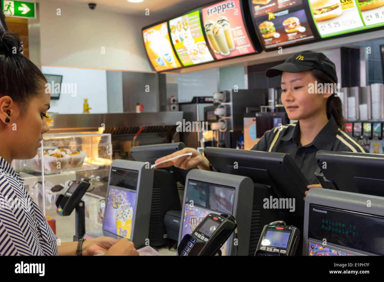 Brisbane Australia,Queensland Fortitude Valley,Chinatown,McDonald's,burgers,hamburgers,franchise,fast food,restaurant restaurants dining eating out ca Stock Photo