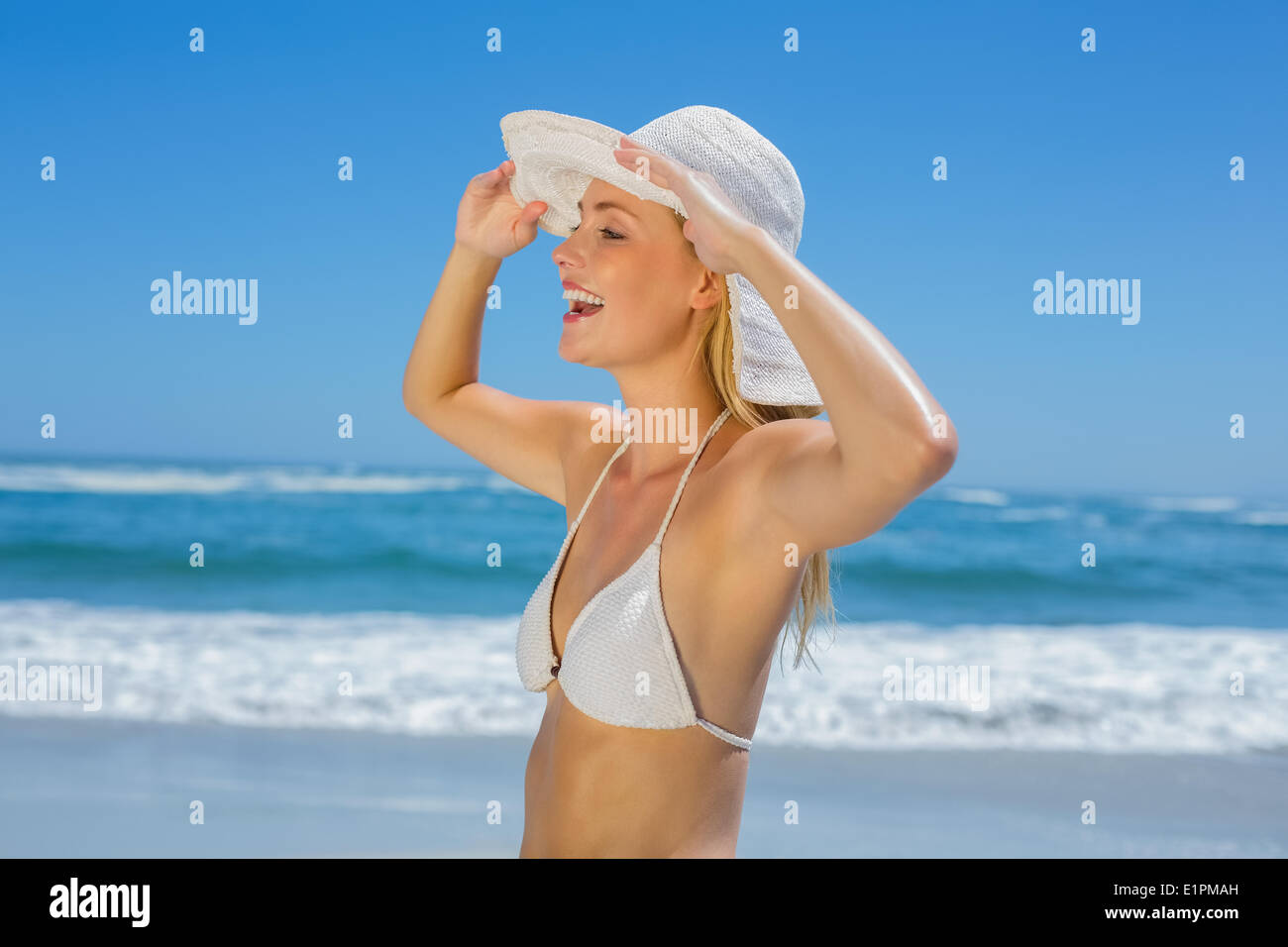 Beautiful Smiling Woman Wearing Red Thongs and Black Bikini Posing on the  Sea Beach at Bright Sunny Day Against Ocean Stock Image - Image of idyllic,  attractive: 147857111