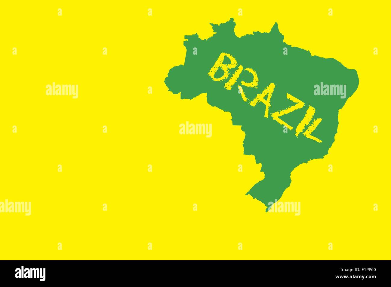 Green brazil outline on yellow with text Stock Photo