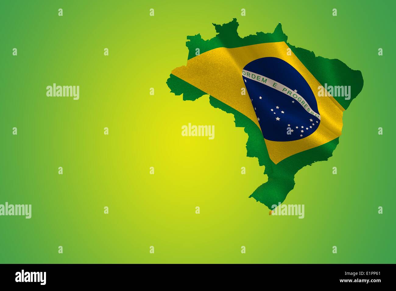 Green brazil outline with flag Stock Photo