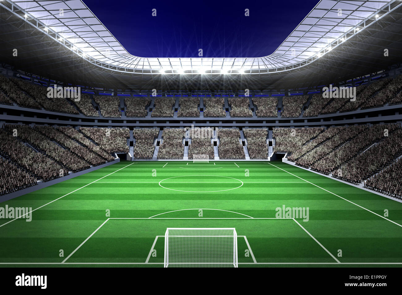 Large football stadium with lights Stock Photo Alamy