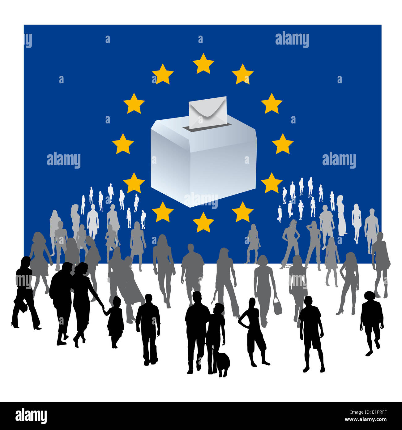 an urn on a European flag European democratic elections Political Parties Stock Photo