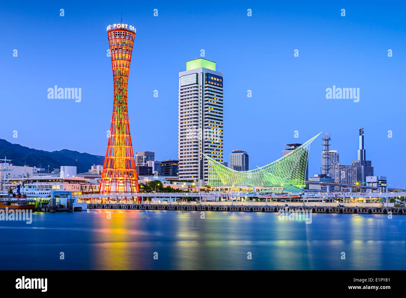 Skyline of Kobe, Japan at the port. Stock Photo
