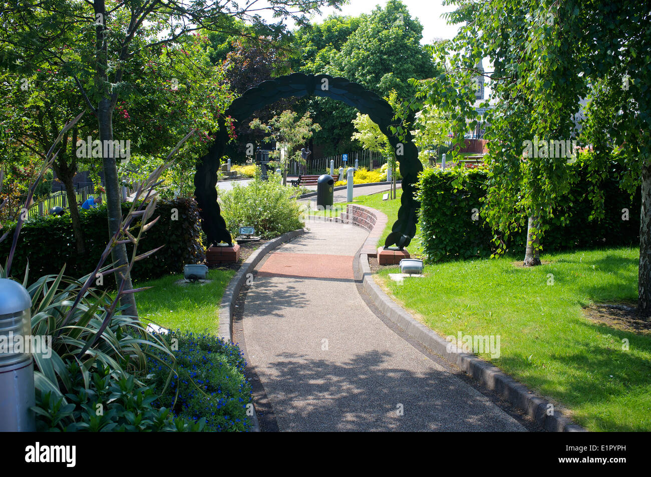 Joey Dunlop memorial garden in Ballymoney, Northern Ireland Stock Photo