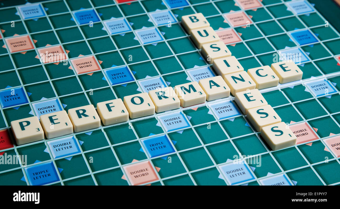 business performance illustrated using scrabble letters Stock Photo