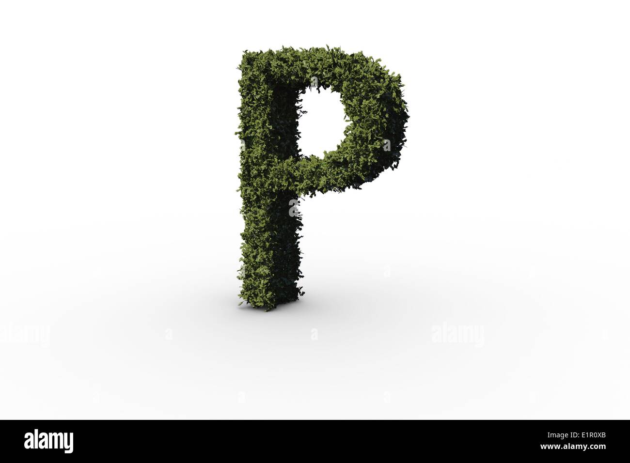 Letter p made of leaves Stock Photo