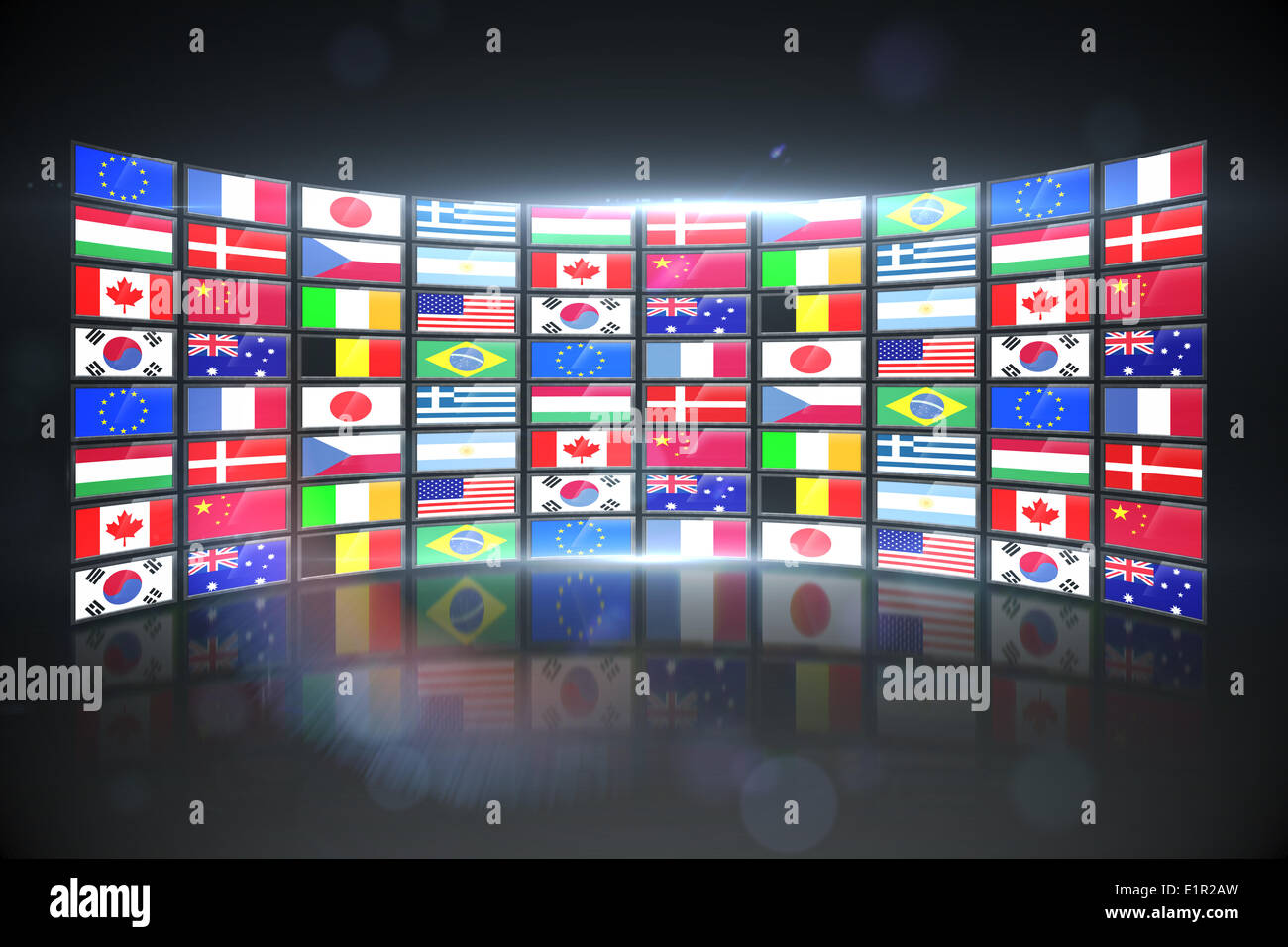 Screen collage showing international flags Stock Photo Alamy