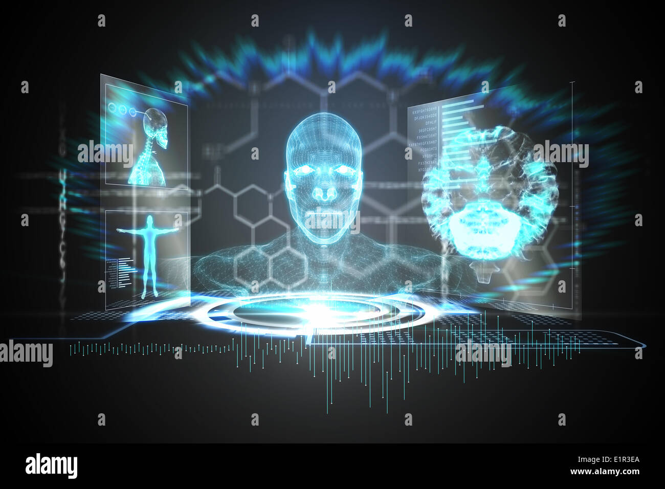 Medical interface in blue and black Stock Photo