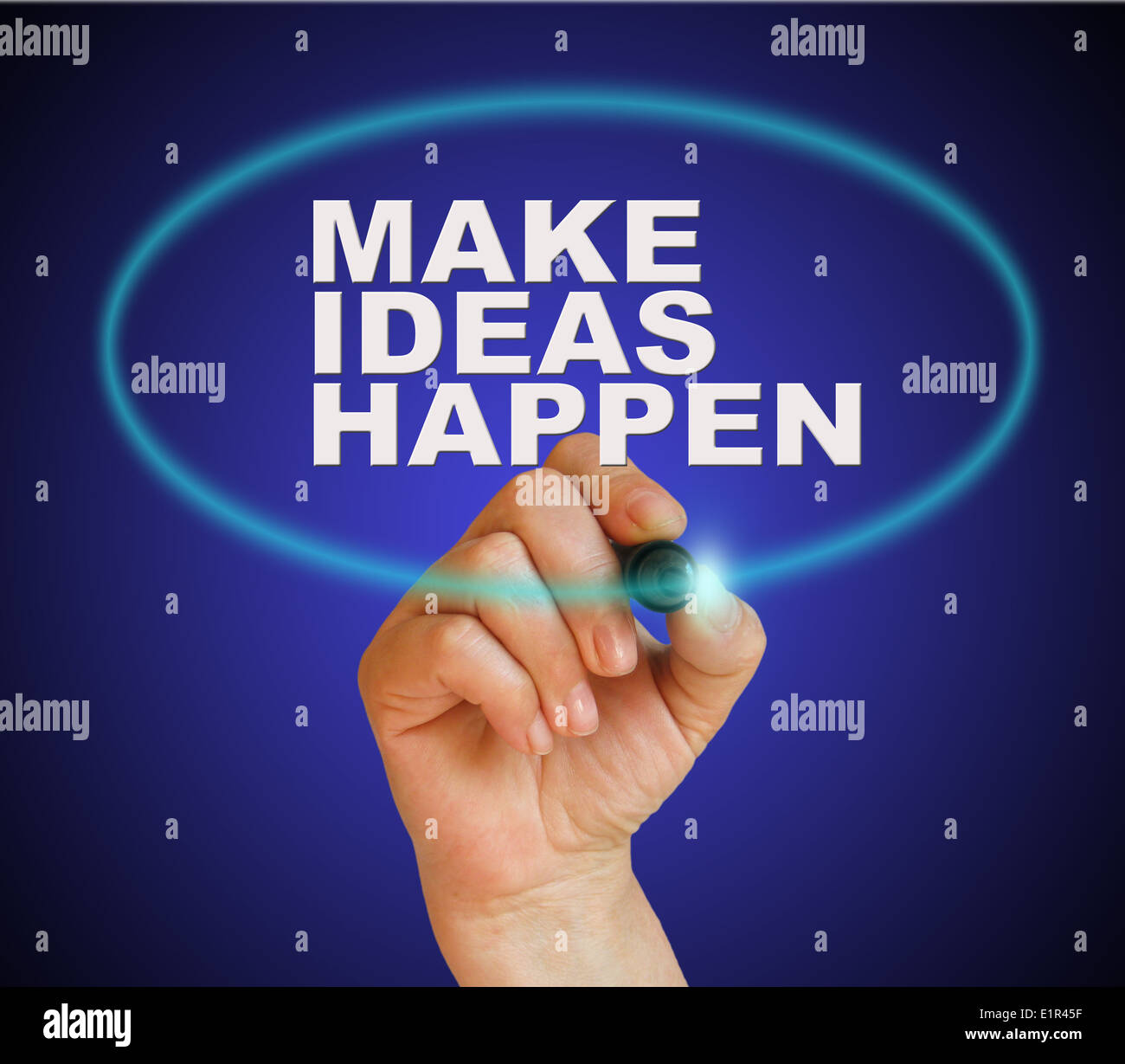 Writing Word Make Ideas Happen With Marker On Gradient Background
