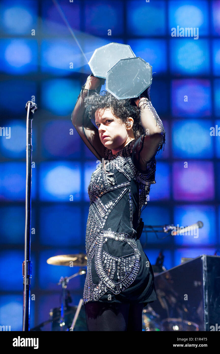 Arcade Fire plays Earls Court on 07/06/2014 at Earls Court, London.  Persons pictured: Régine Chassagne Stock Photo