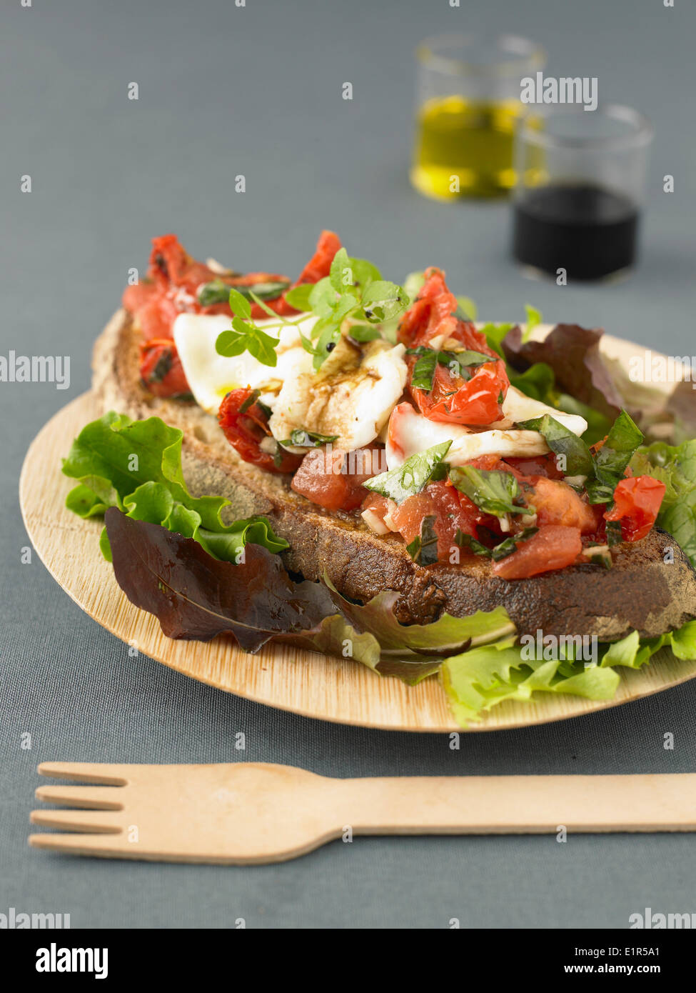 Sundried tomato and mozzarella Bruschetta Stock Photo Alamy