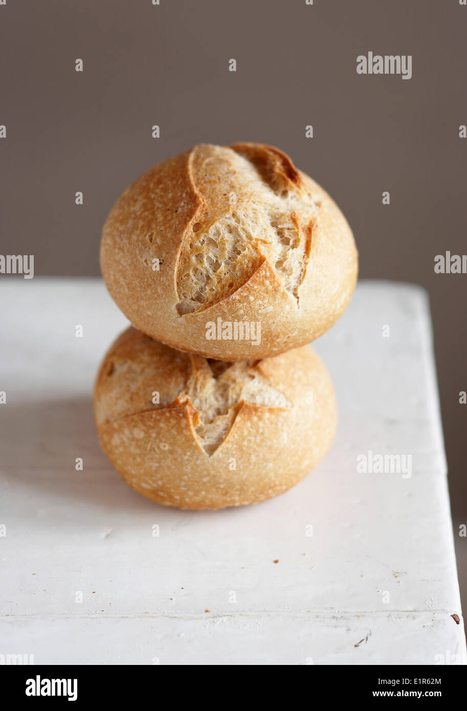 Two round bread loaves Stock Photo Alamy