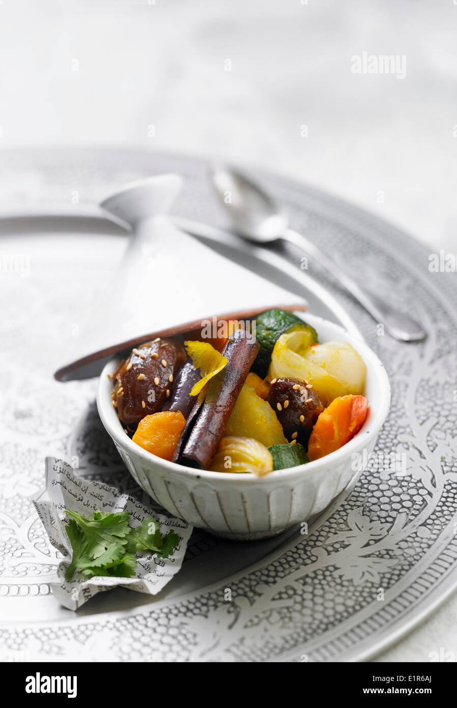 Vegetable and date Tajine Stock Photo