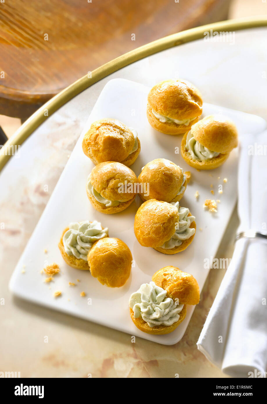 Chouquettes with roquefort Stock Photo
