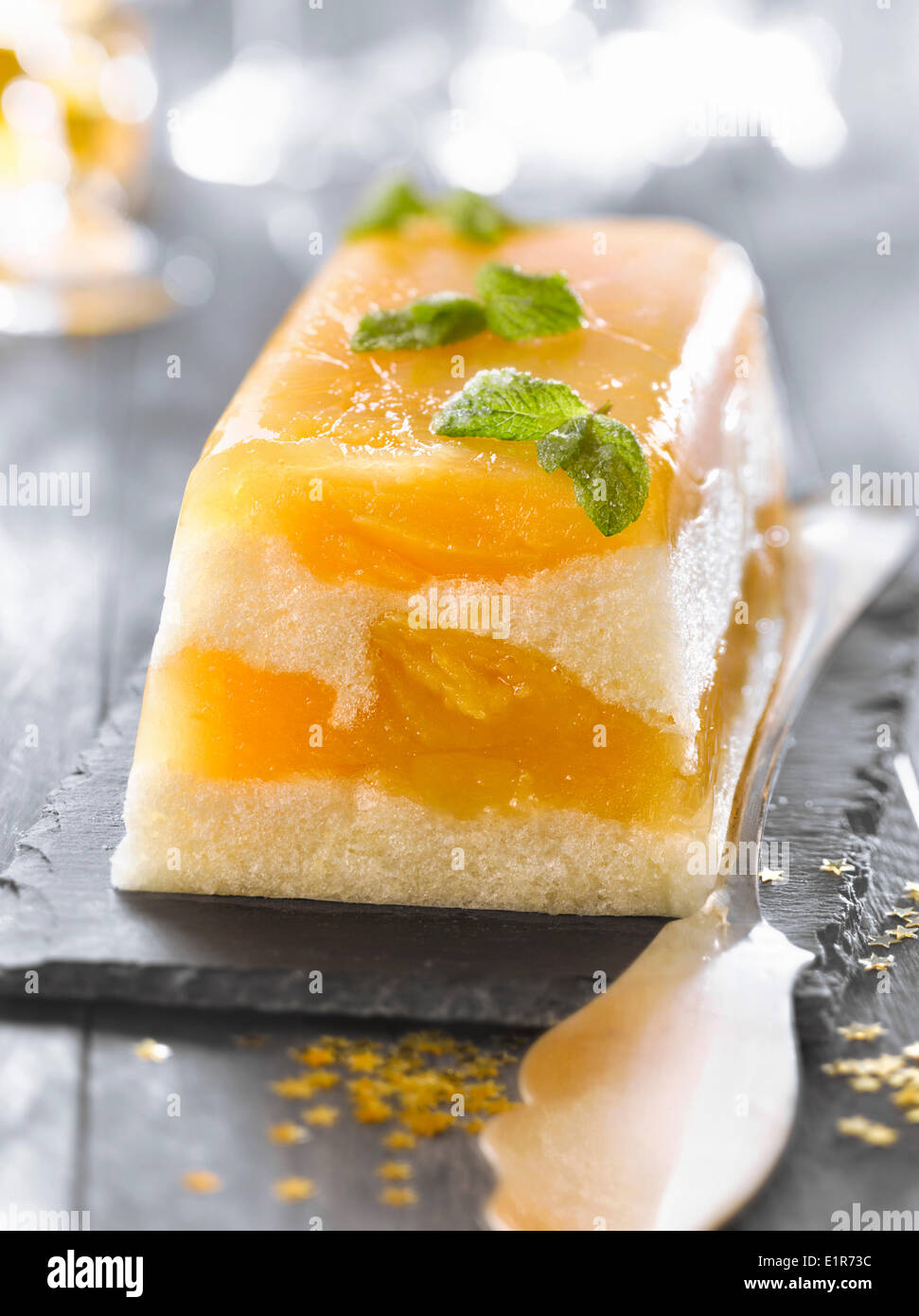 Light apple-pear log cake Stock Photo - Alamy