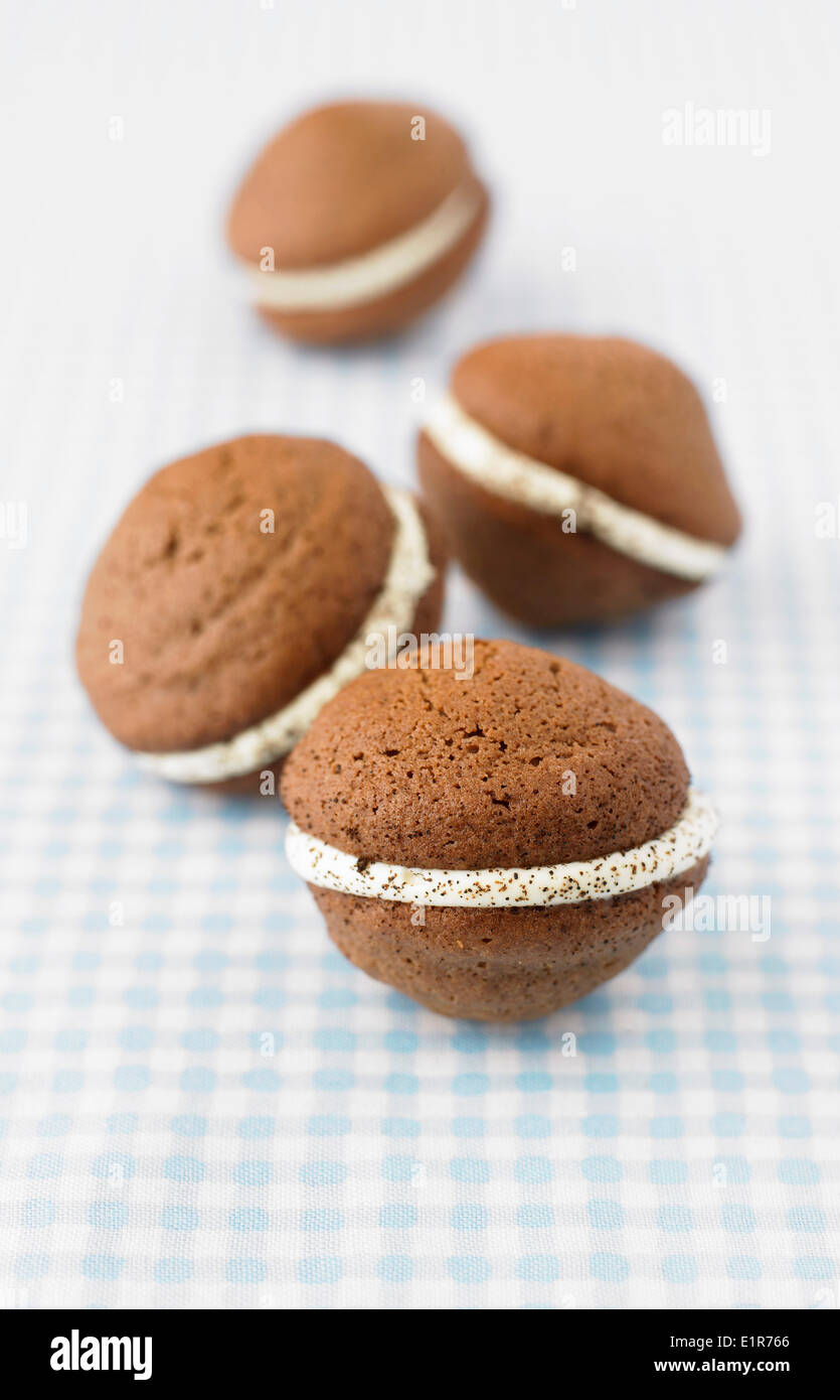 Chocolate-fromage blanc Whoopies Stock Photo