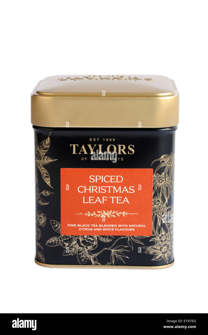 A tin of Taylors spiced Christmas leaf tea Stock Photo