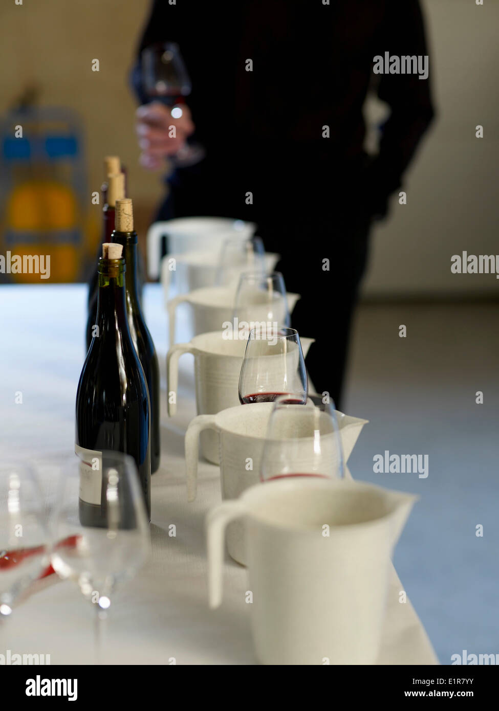 Bottles and glasses for a wine tasting Stock Photo - Alamy