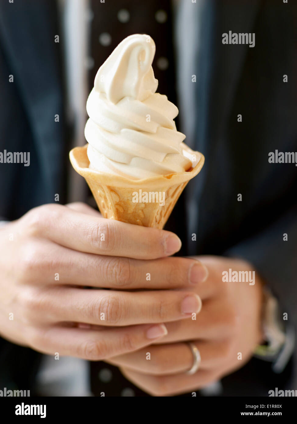 Sweet soya sauce ice cream cone Stock Photo